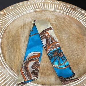 Silk Scarf twilly with Wheel and Chain Design